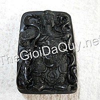 Mặt Quan Công đại giáp đá Obsidian