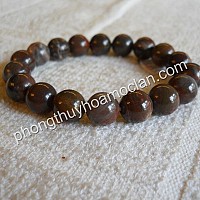Vòng tay gỗ hoá ngọc đỏ nâu 10 ly