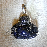 Mặt Di Lặc đá Sapphire xanh