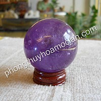 Quả cầu đá thạch anh tím đậm 85
